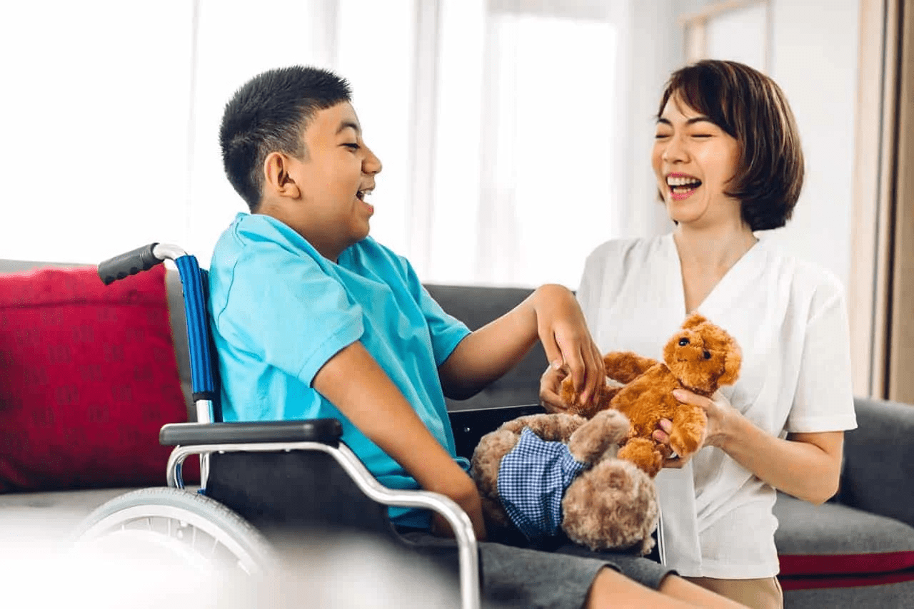 Caregiver assisting an elderly person with personal care
